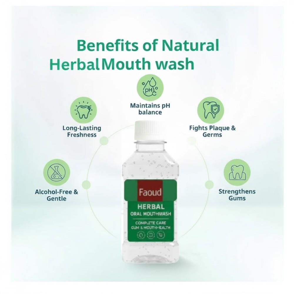 Benefits of Natural Herbal Mouthwash: pH Balance, Freshness, Plaque Fighting, Gum Strengthening