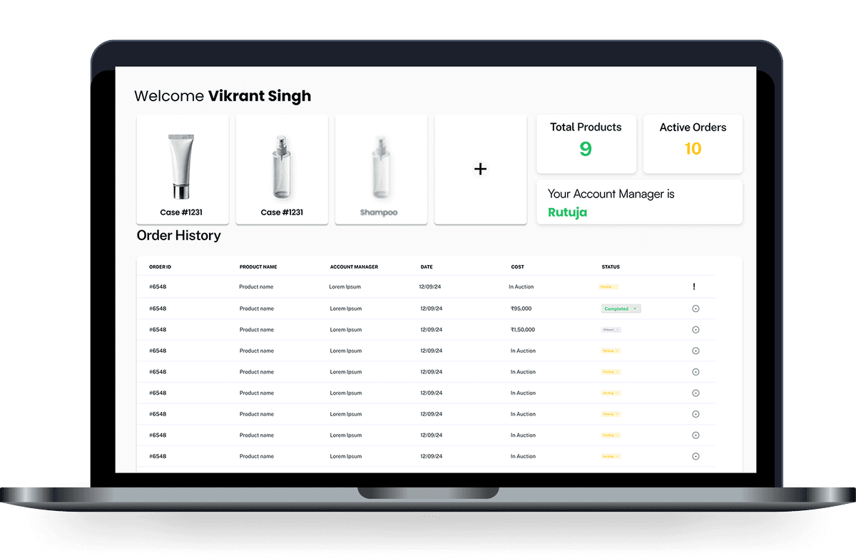Production Dashboard on Laptop